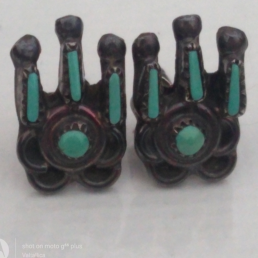 ⏳SALE Native American Silver Turquoise Petit Point - Picture 8 of 8